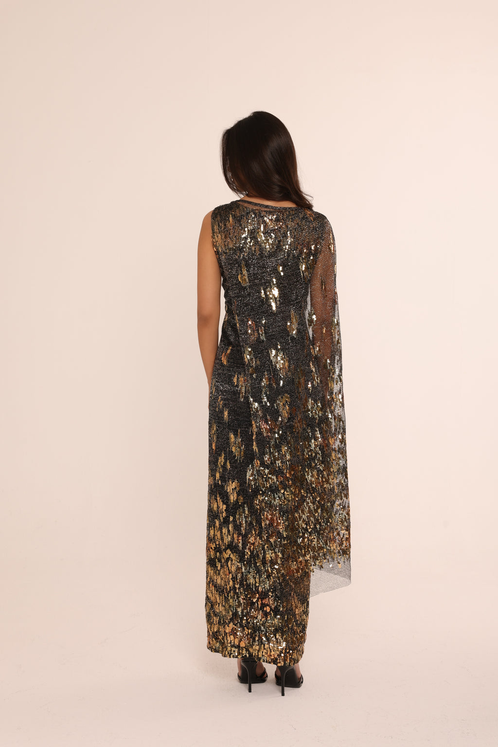 Onyx Sequin Column Dress