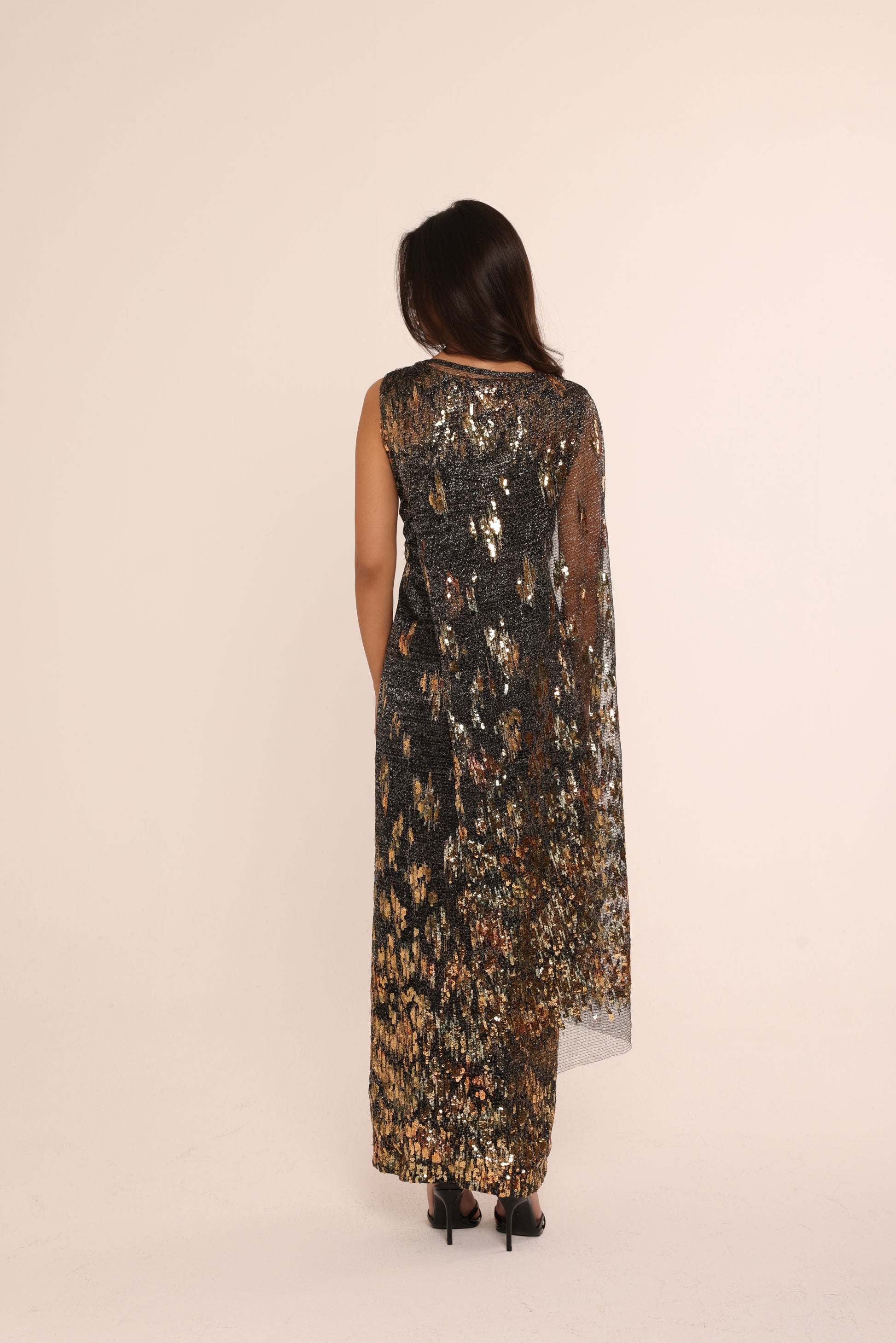 Onyx Sequin Column Dress