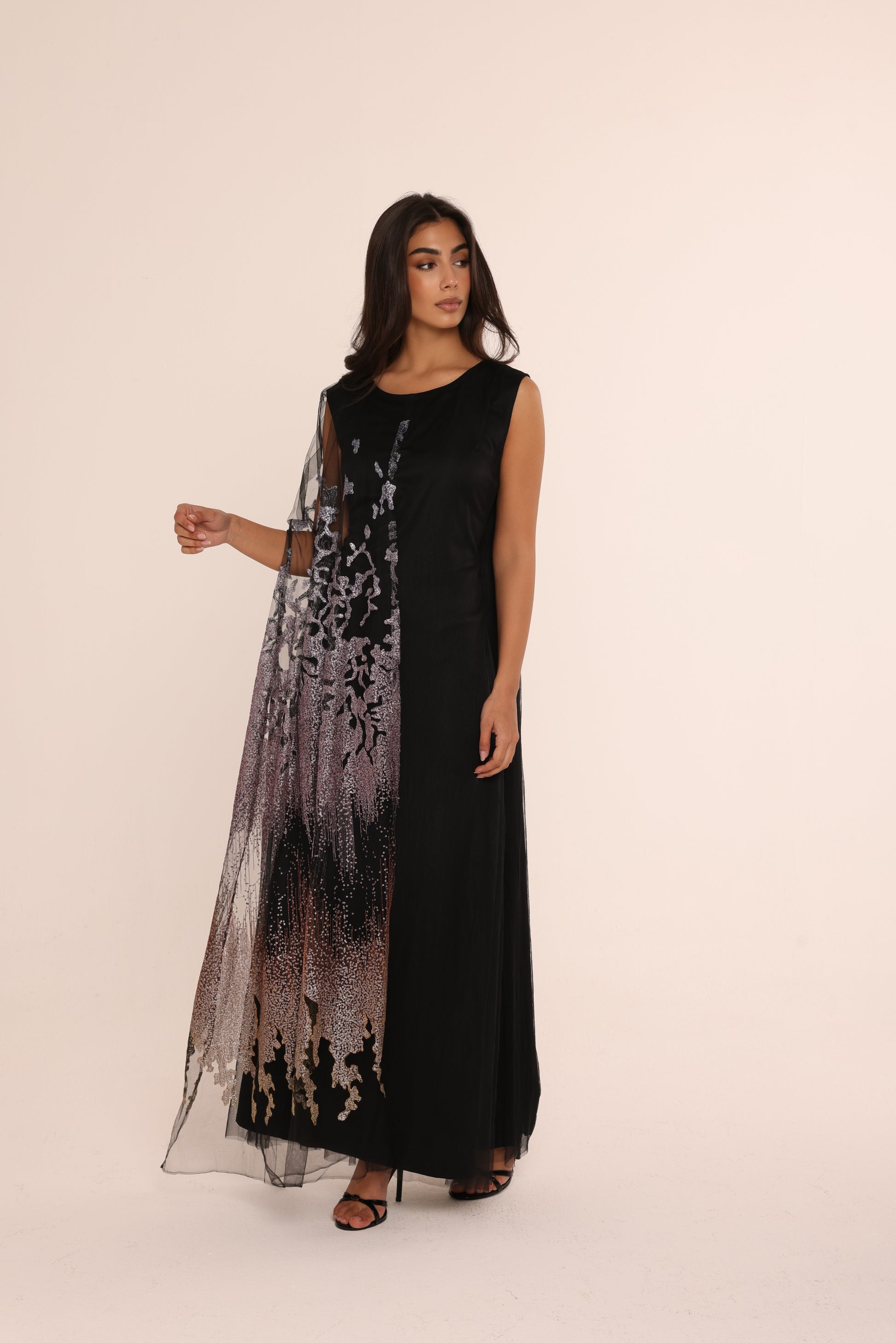 Reef Embroidered Sheer Cape Dress