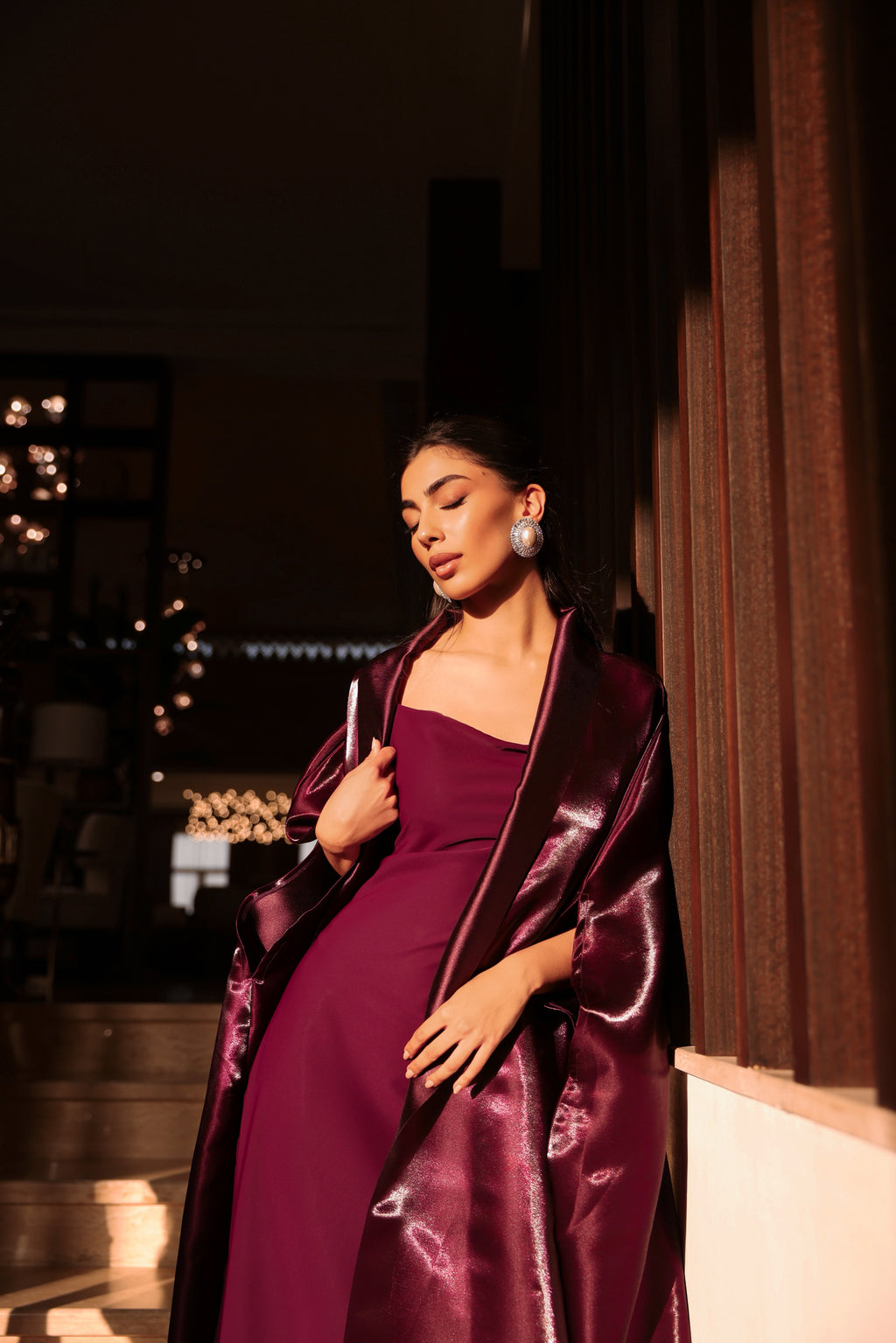 Garnet Liquid-Organza Abaya & Dress
