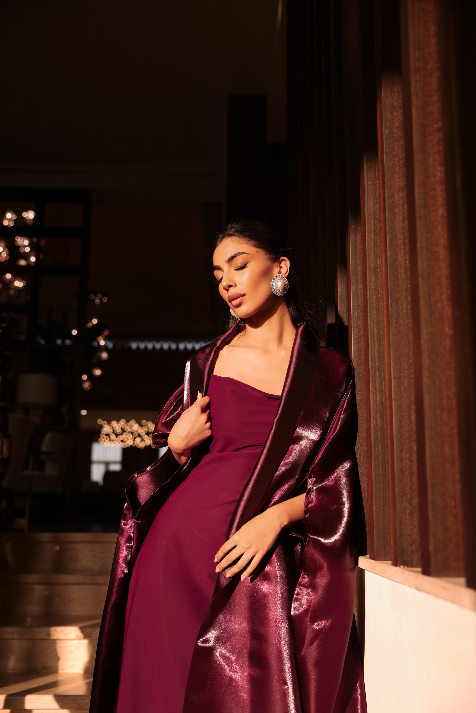 Garnet Liquid-Organza Abaya & Dress