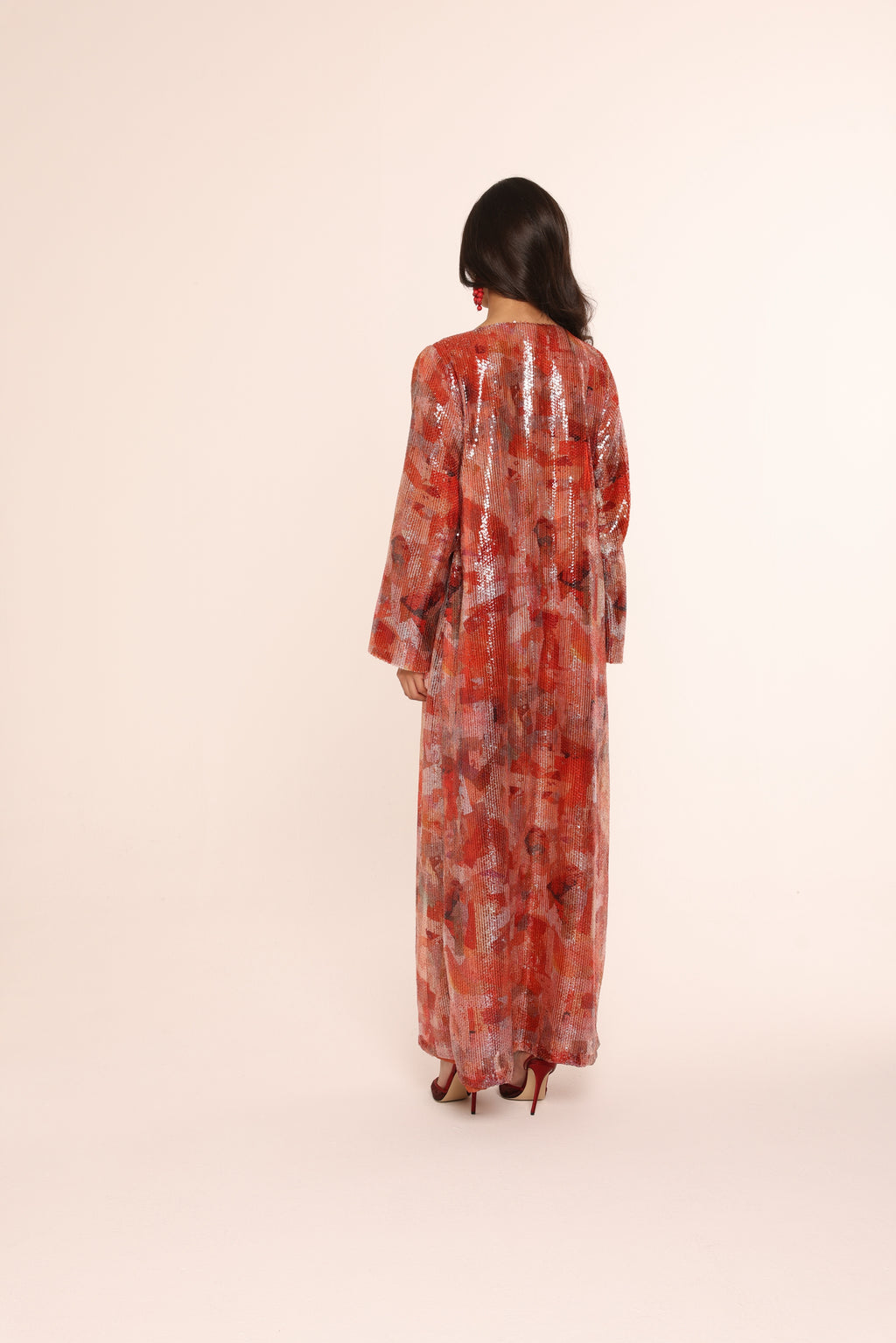 Coral Sequin Kaftan