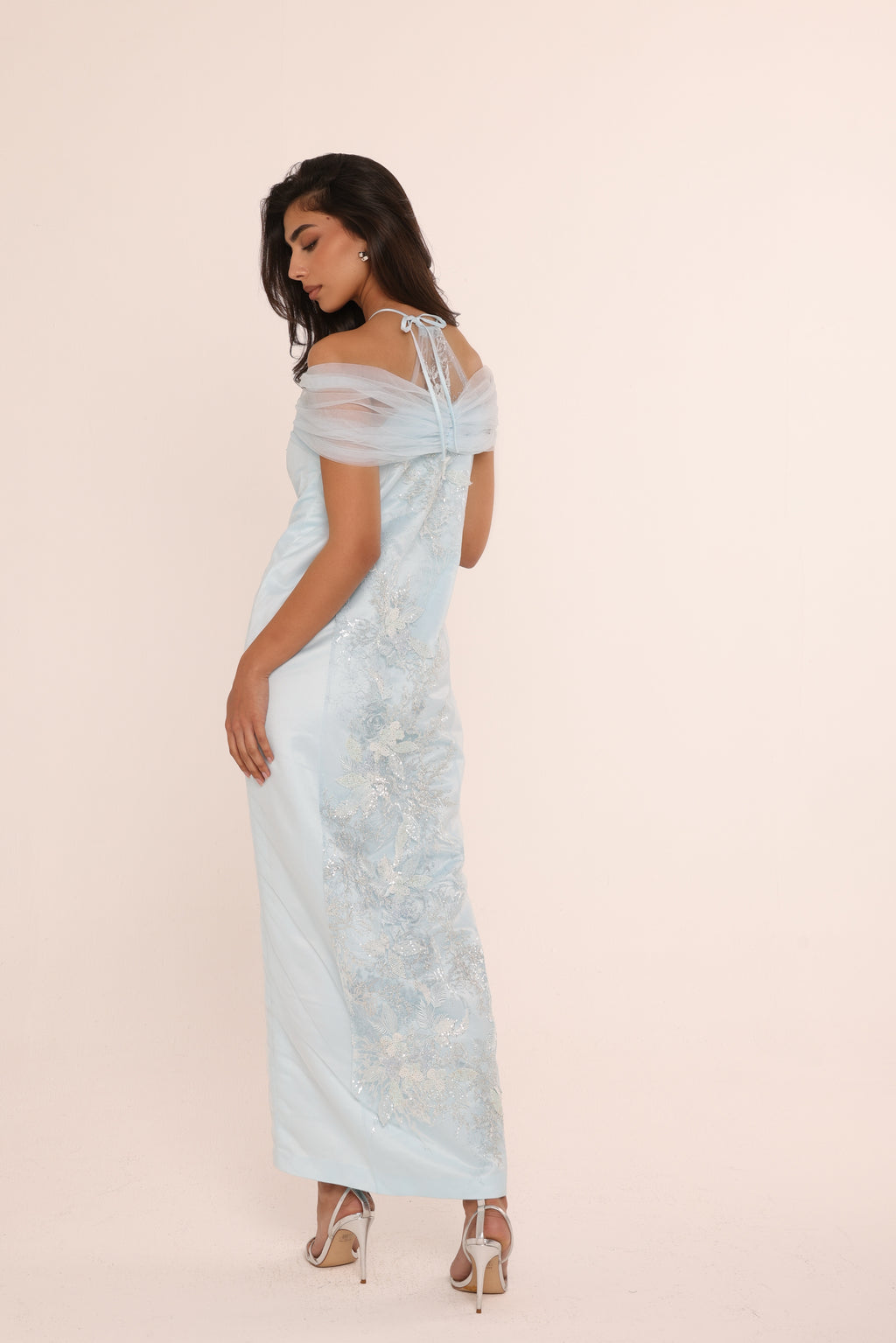 Moonstone Embroidered Off-Shoulder Dress