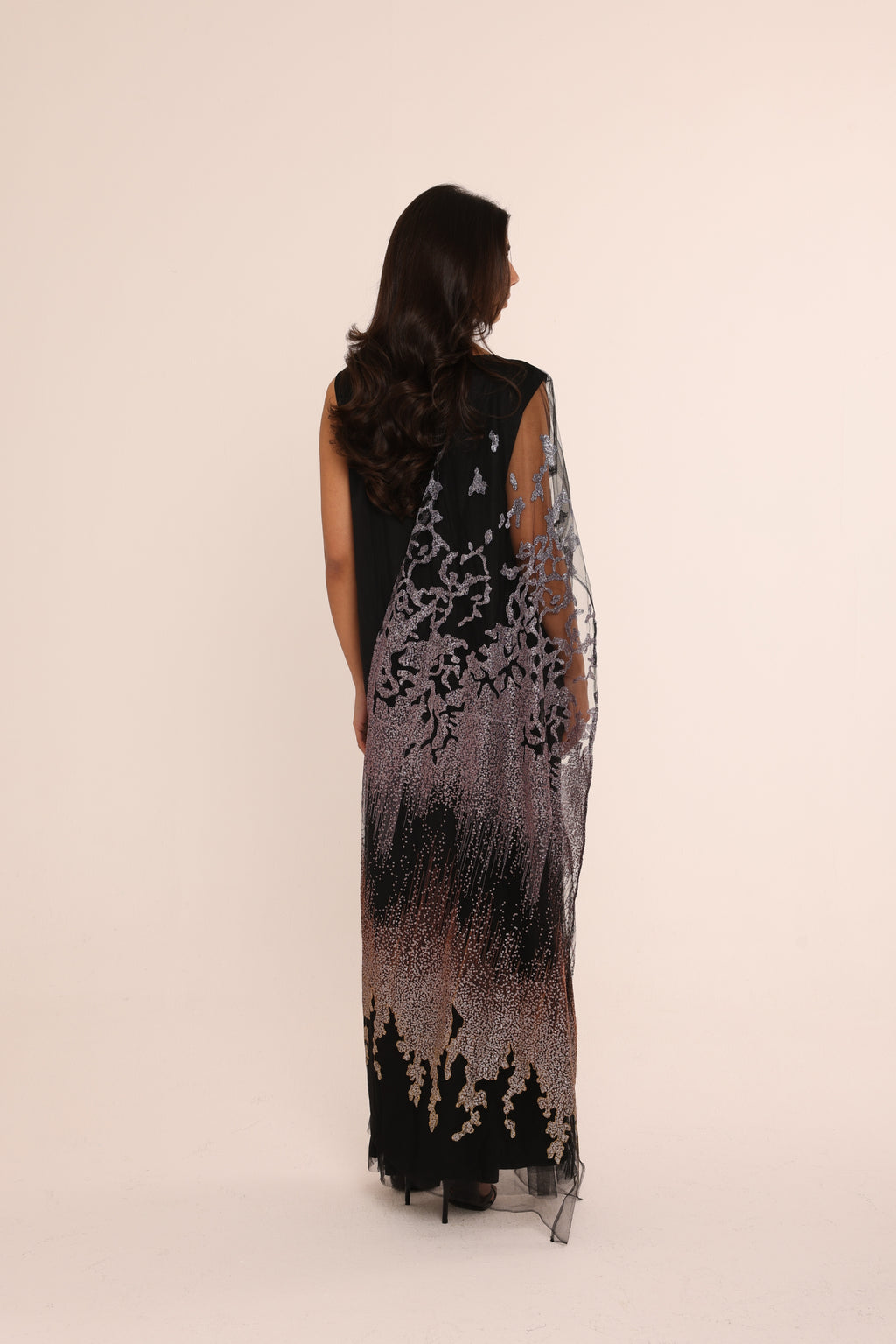 Reef Embroidered Sheer Cape Dress