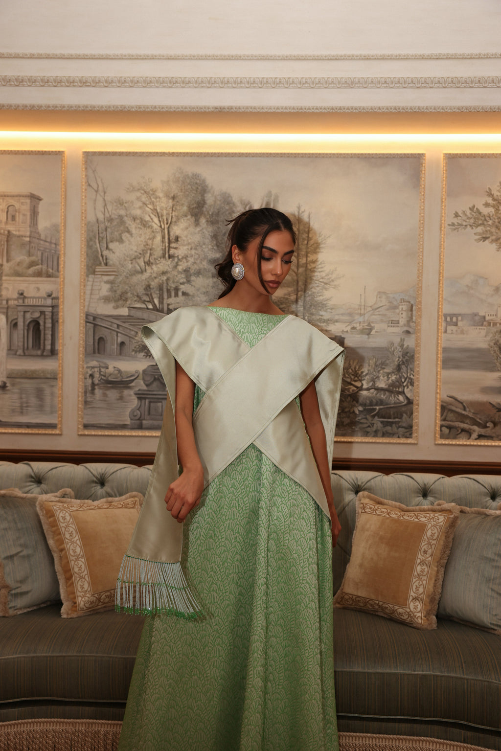 Sage Structured Overlay Kaftan